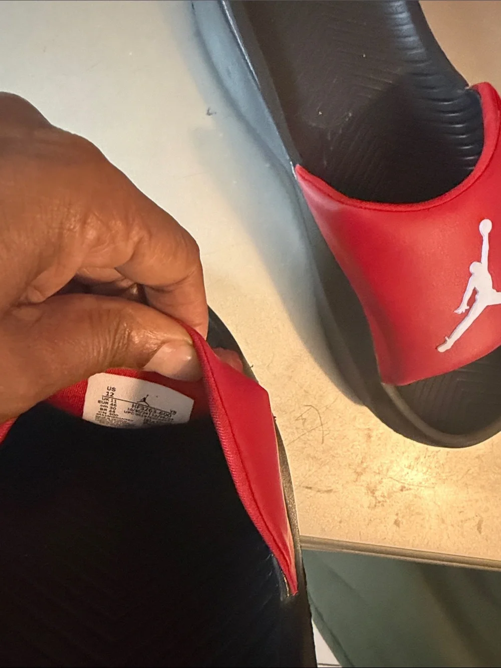 Jordan Red and Black Slide Sandals with White Jumpman